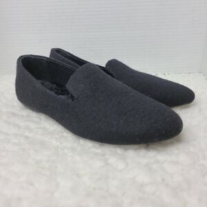 Birdies The Starling Women's Flat Smoking Slipper Size 8 Black Faux Fur Lined